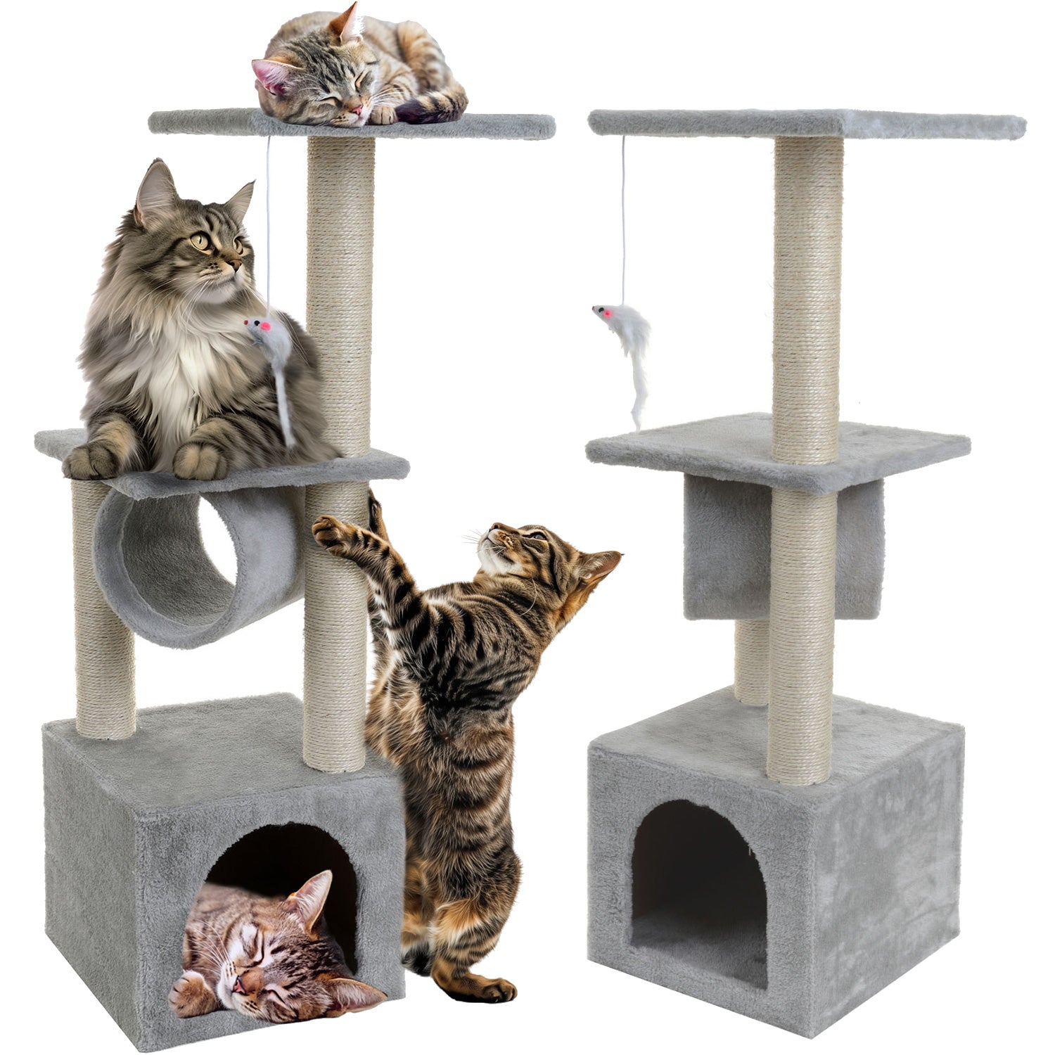 Kratzbaum für Katzen, Höhle, Liegeplatz, Double 92 cm