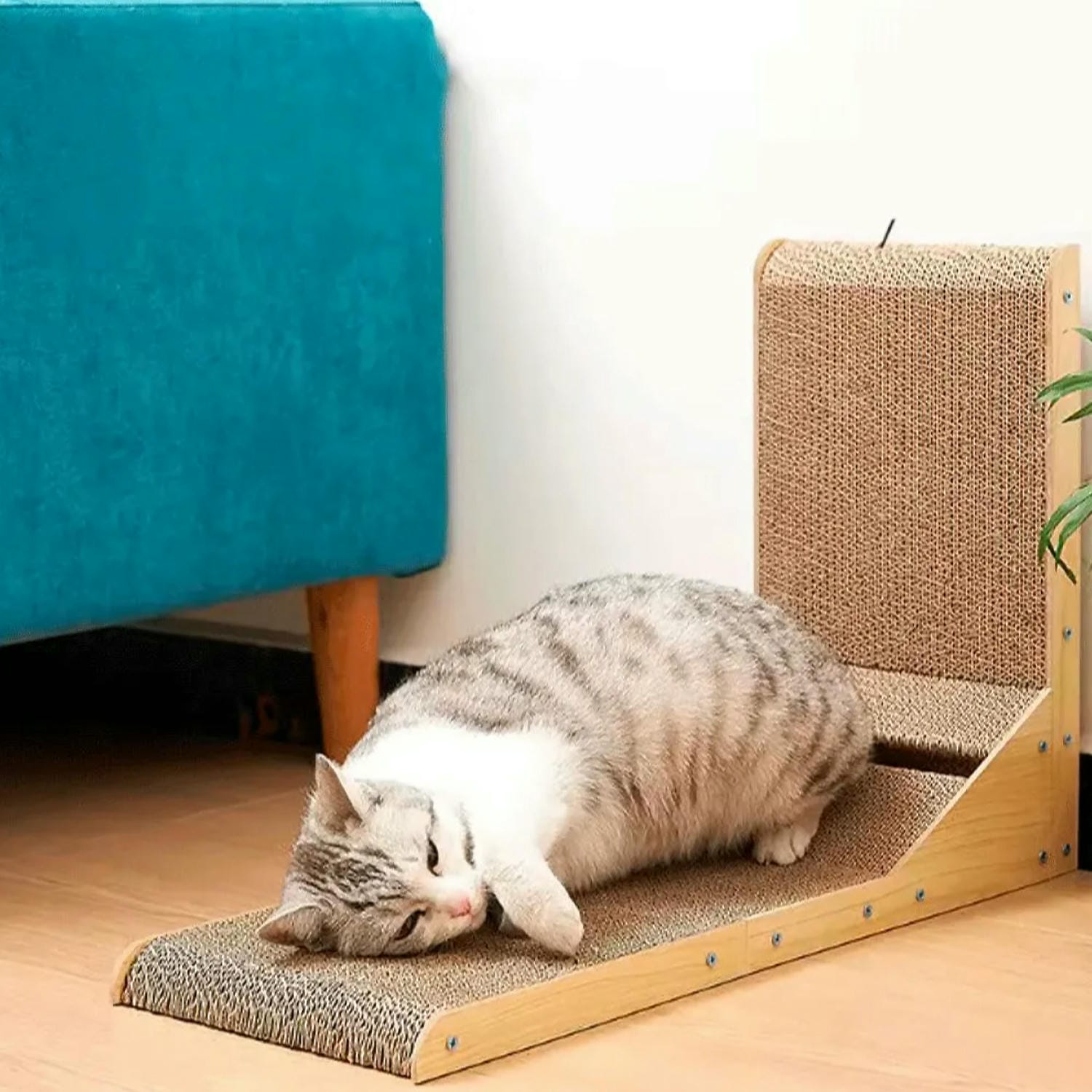 Eck-Kratzbaum für Katzen mit Ball SNAPPY 60 cm + Katzenminze