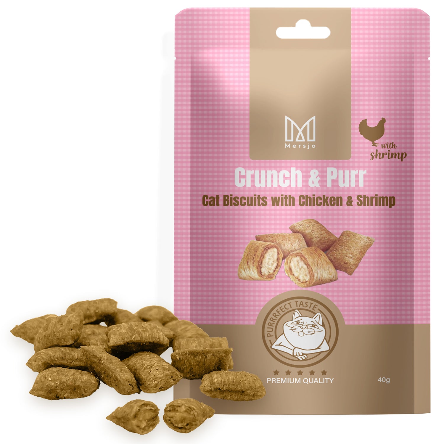 Katzensnack - Crunch & Purr: Chicken & Shrimp Biscuits Mersjo 40g