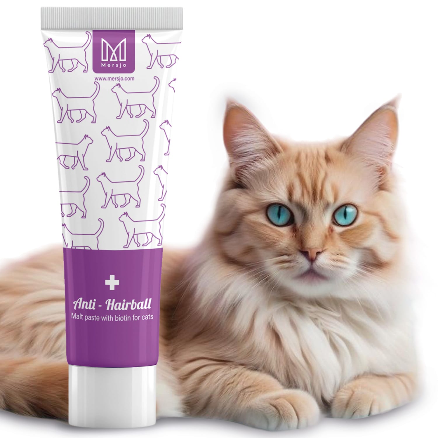 Cat functional paste with biotin, dietary supplement Mersjo Anti-Hairball 100g