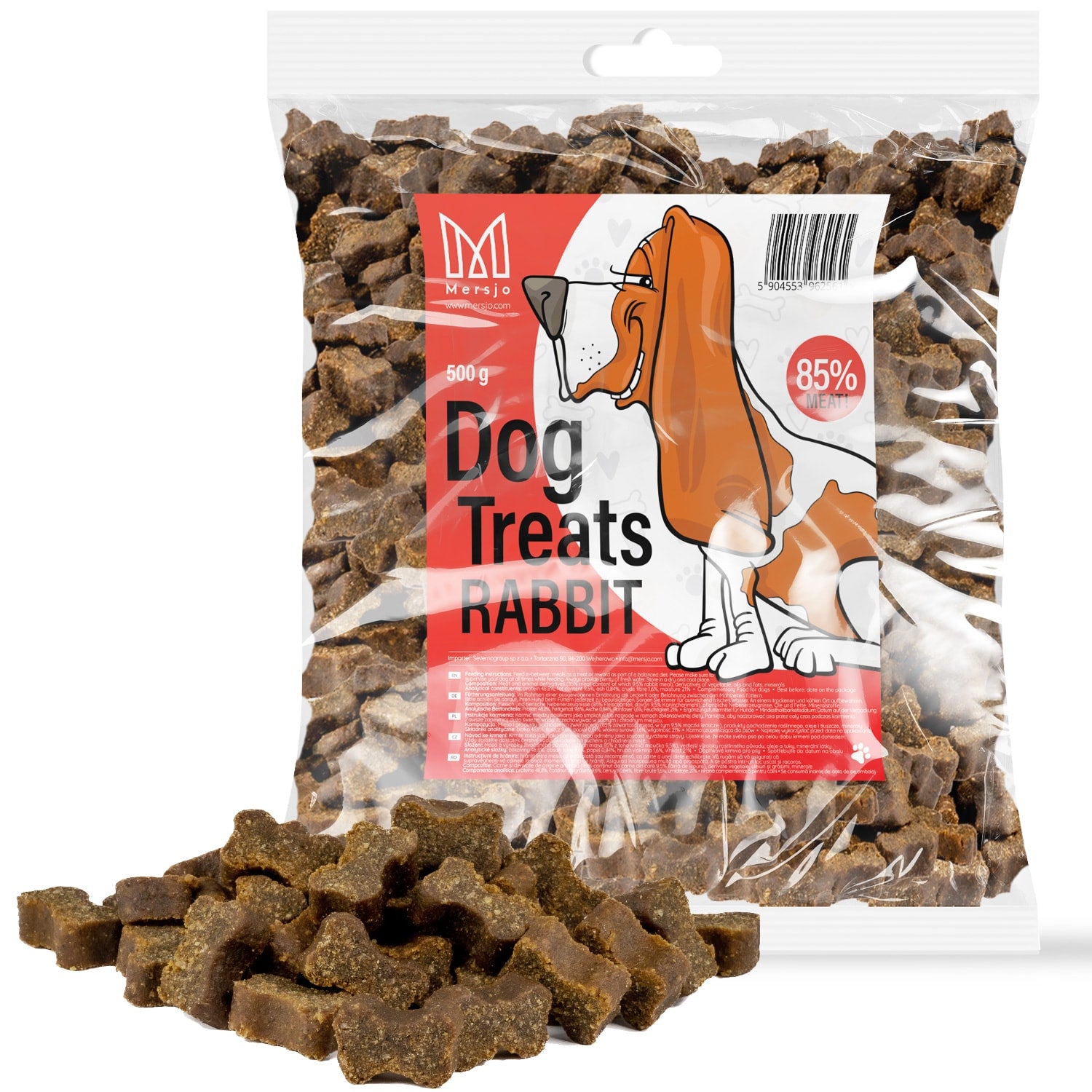 Hundesnack - Fleisch-Trainingsleckerlis Mersjo Kaninchen 85% Fleisch 500g