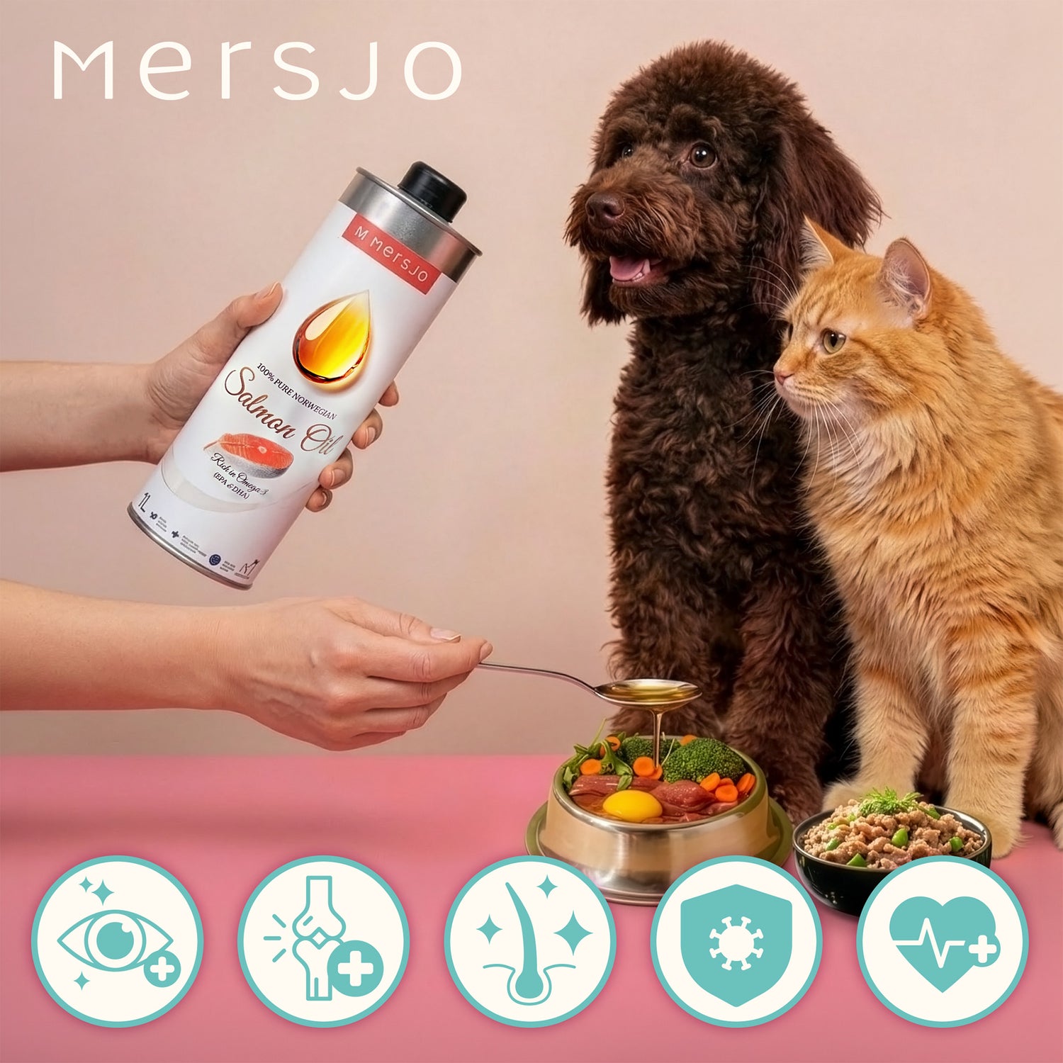 Lachsöl für Hunde und Katzen in Aluminiumflasche MERSJO 1000ml