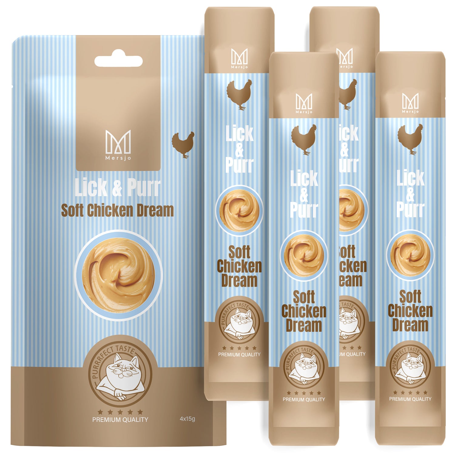 Snack für Katzen - Lick & Purr: Soft Chicken Dream Mersjo 60g