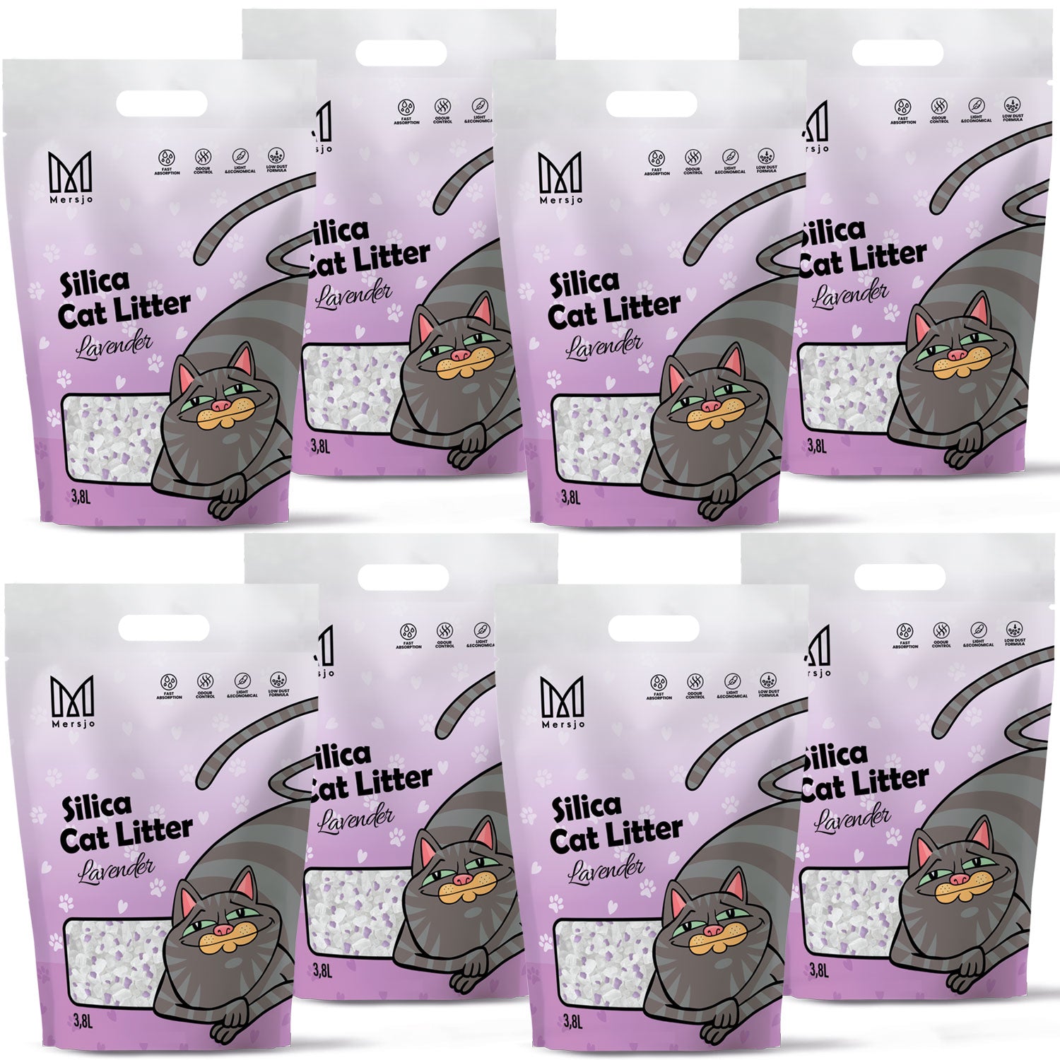 Silikonový kočkolit pro kočky levandulový Mersjo Lavender 8x3,8L