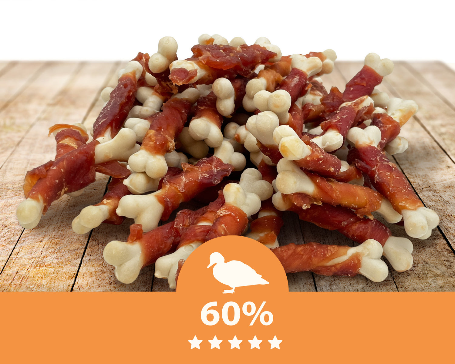 Kalzium-Knochen mit Ente, natürlicher Hundesnack, getreidefrei, Mersjo, 500g