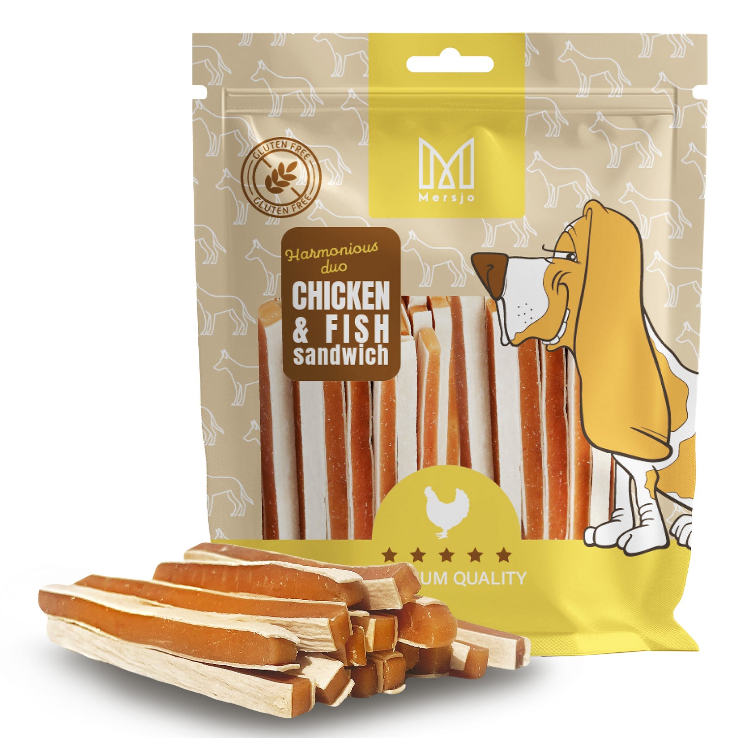 Pamlsek pro psa - Sandwich z kuřete a tresky Mersjo 500g
