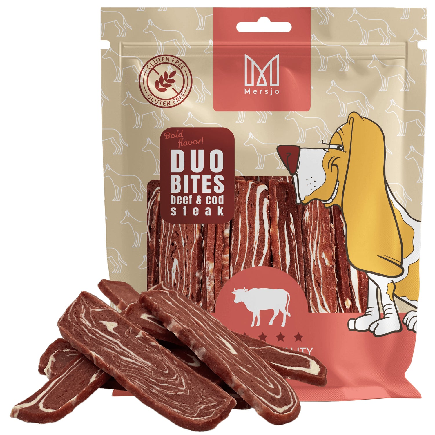Hundesnack Geschmacksduo - Rindersteak mit Dorsch Mersjo 300g