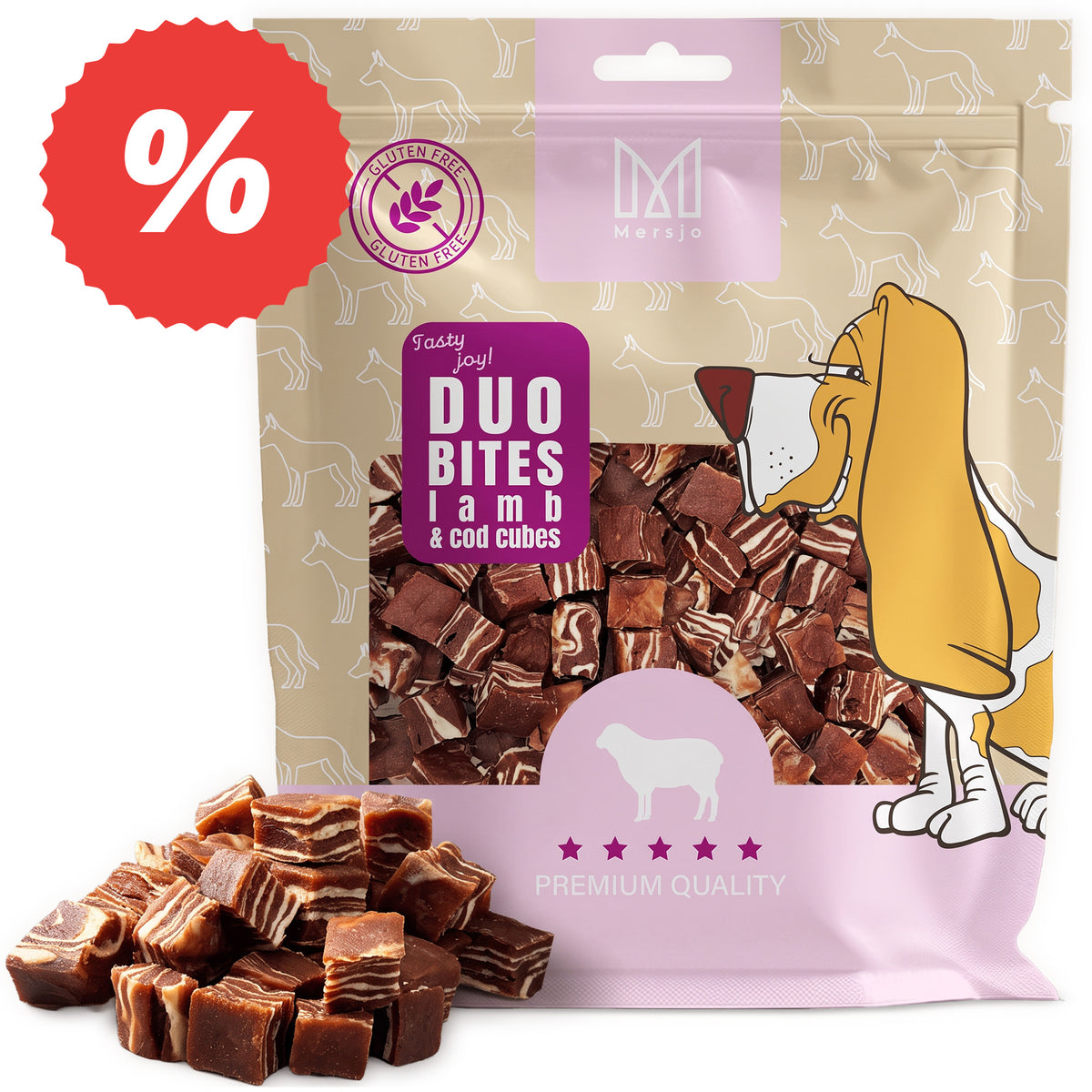 Pamlsek pro psy Duo chutí - jehněčí s treskou Mersjo 300g
