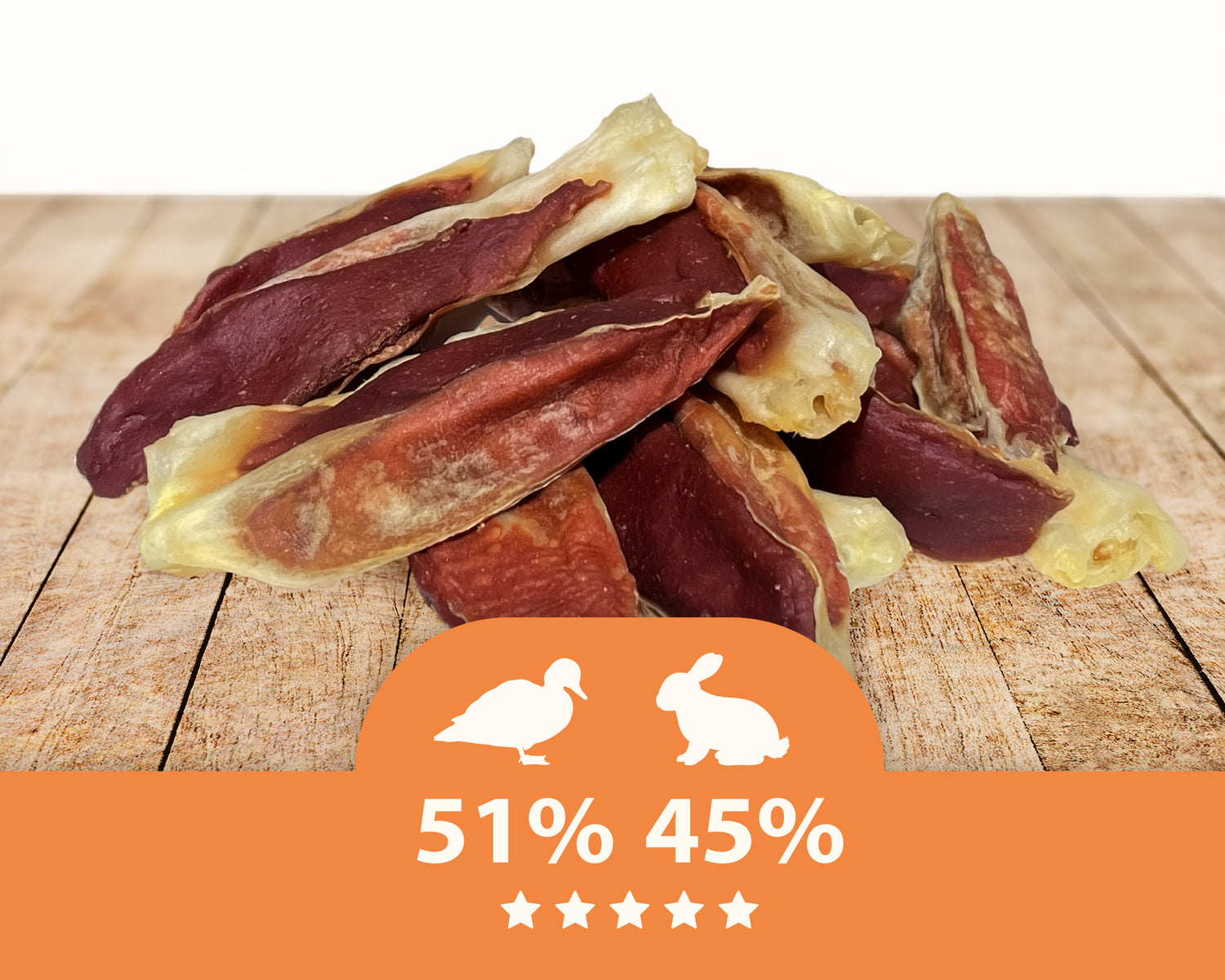 Hundesnack Geschmacksduo - Ente mit Kaninchenohr Mersjo 300g