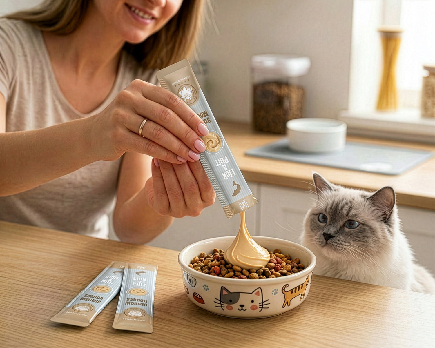 Snack für Katzen - Lick & Purr: Salmon Mousse Mersjo 60g