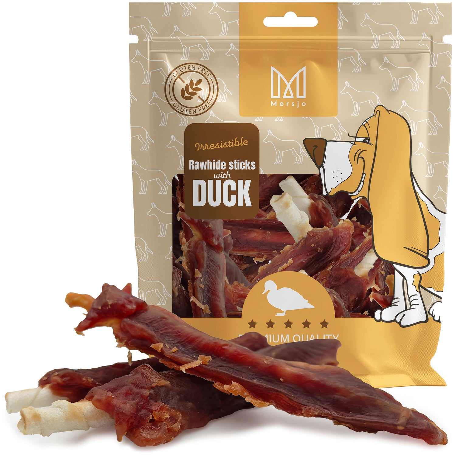 Tyčinky s filetem z kachních prsou, přírodní pamlsek pro psy, Mersjo, 500g