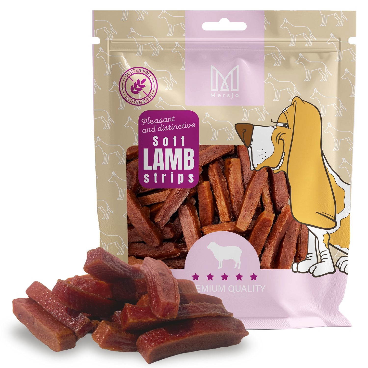 Pamlsek pro psy - Měkké jehněčí proužky Mersjo 200g