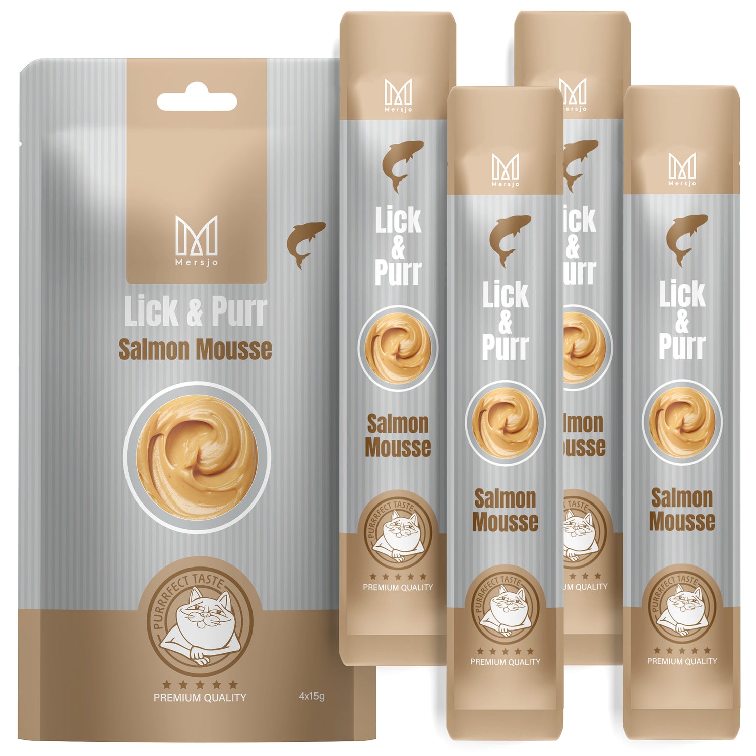 Snack für Katzen - Lick & Purr: Salmon Mousse Mersjo 60g