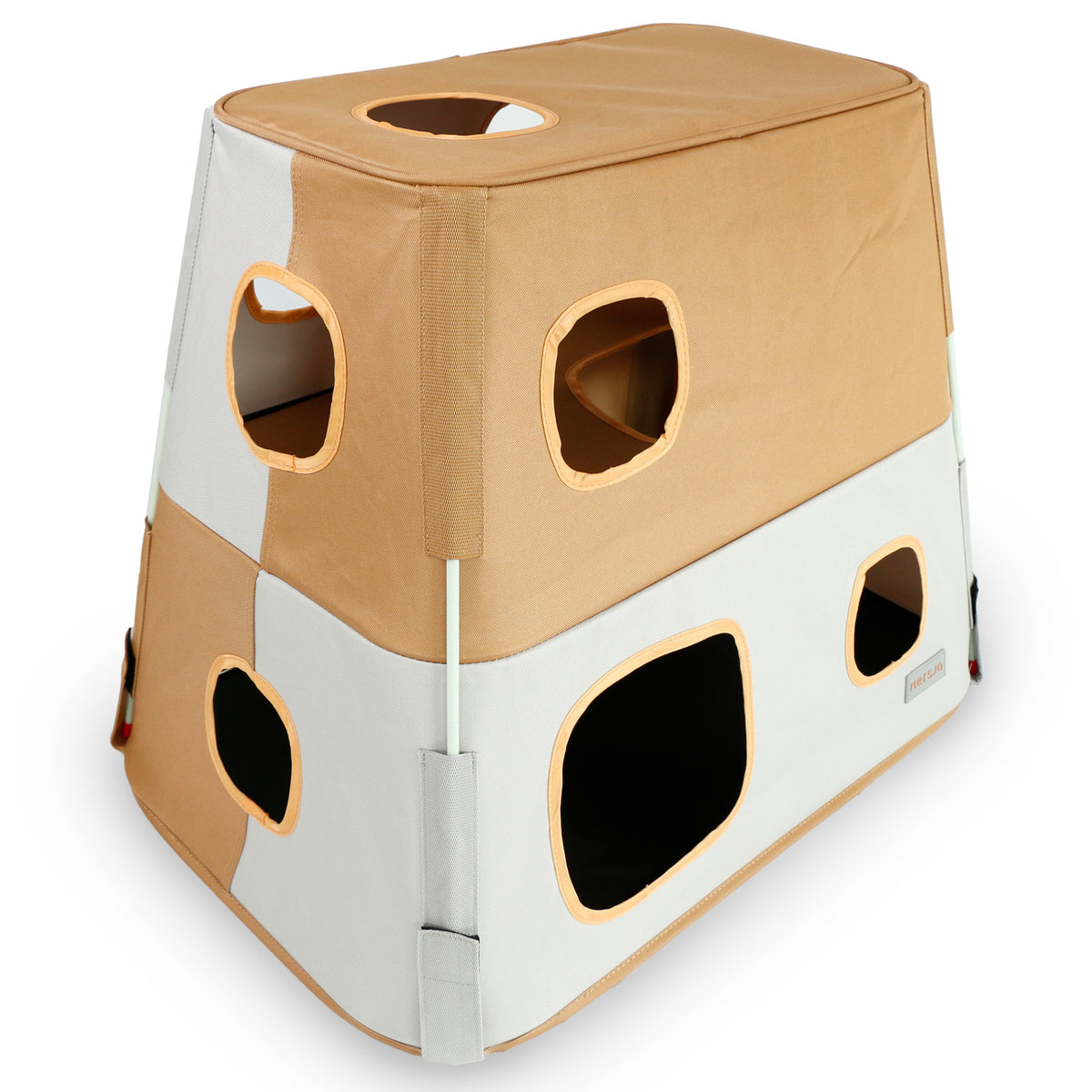 Mersjo Duo Katzenhaus zweistöckig 56cm braun Katzenhöhle Spielhaus Rückzugsort
