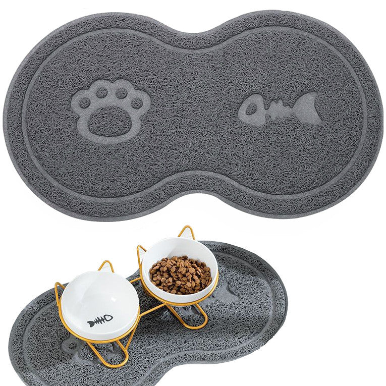 Non-slip mat under pet bowls, grey