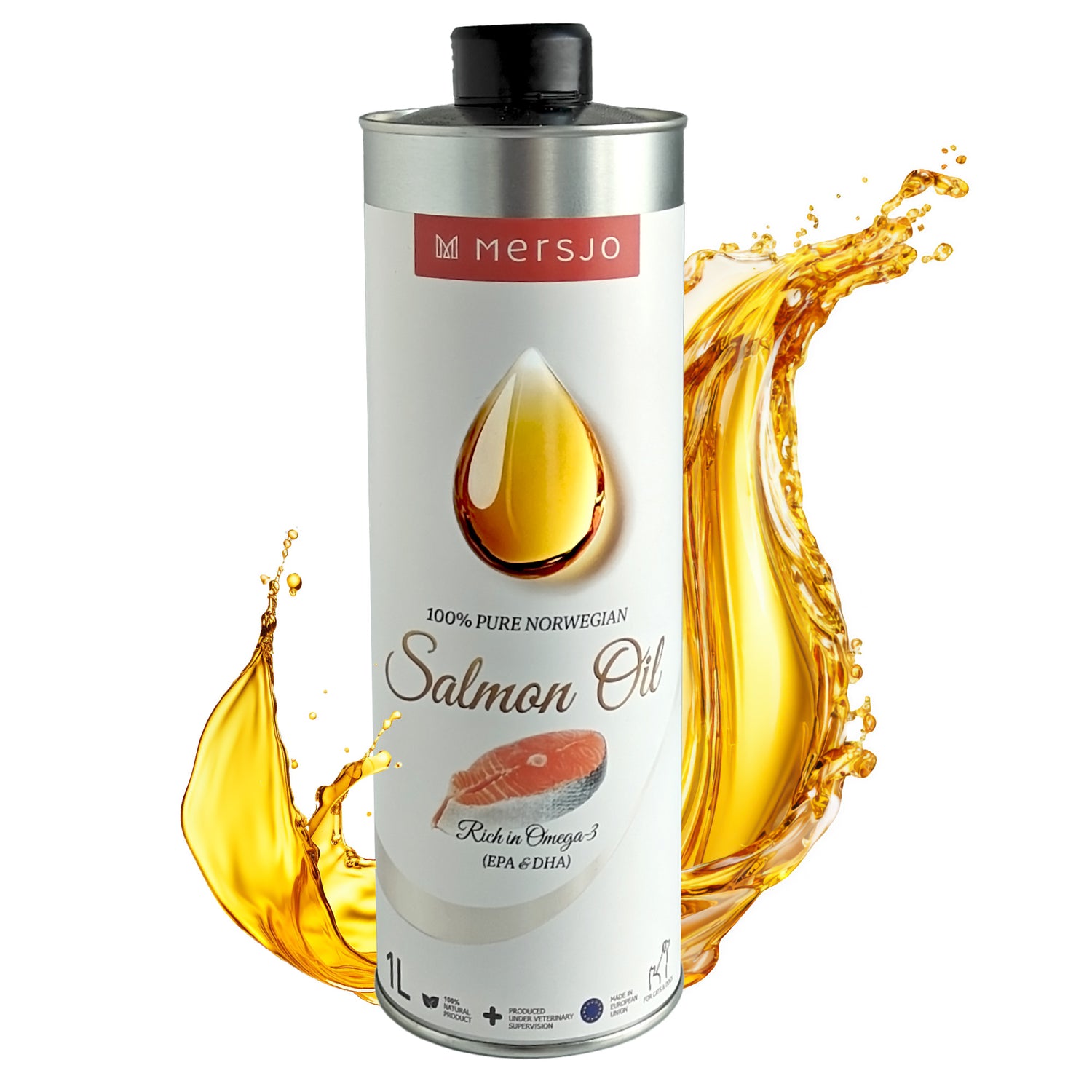 Lachsöl für Hunde und Katzen in Aluminiumflasche MERSJO 1000ml
