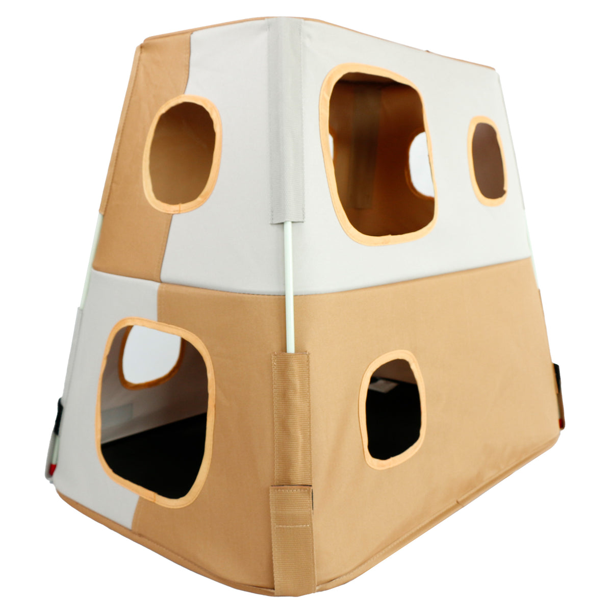 Mersjo Duo Katzenhaus zweistöckig 56cm braun Katzenhöhle Spielhaus Rückzugsort